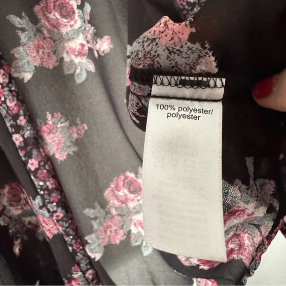 Maurices Black Floral Kimono S/M Boho Sheer Flowy Summer Chic Feminine Layering - Picture 8 of 11